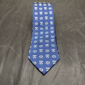Vtg Symmetry Silk Tie Law Legal Scales of Justice Shield Crest Novelty Necktie